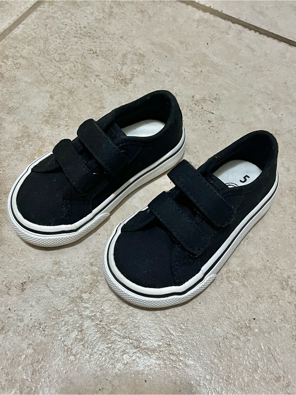 Toddler Black Canvas Velcro Sneakers Sz 5 - NWOT